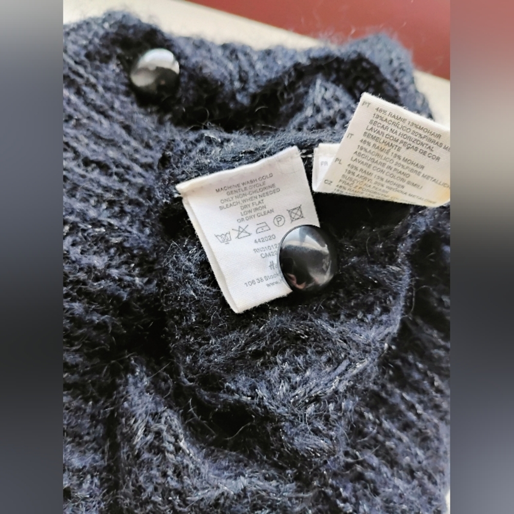 H&M VINTAGE Black Women's Sweater Cardigan With Buttons - SIZE 4 / SMALL 🖤 - Picture 4 of 8